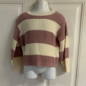 2T Copper Key cream/Rose Stripe Shaker Long Sleeve Relaxed Sweater.  In EUC!